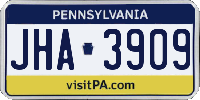 PA license plate JHA3909