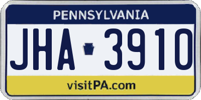 PA license plate JHA3910