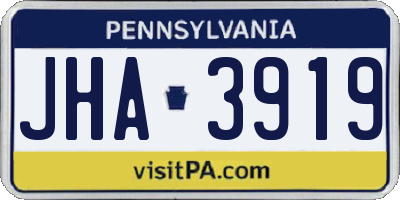 PA license plate JHA3919