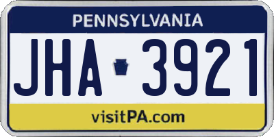 PA license plate JHA3921