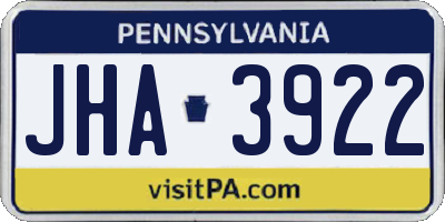 PA license plate JHA3922