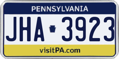 PA license plate JHA3923