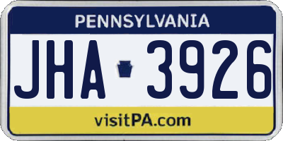 PA license plate JHA3926