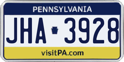 PA license plate JHA3928