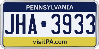PA license plate JHA3933