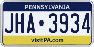 PA license plate JHA3934