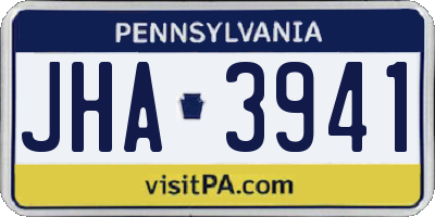 PA license plate JHA3941