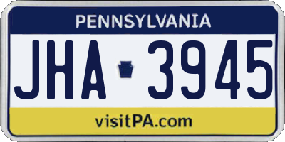 PA license plate JHA3945