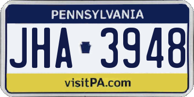 PA license plate JHA3948