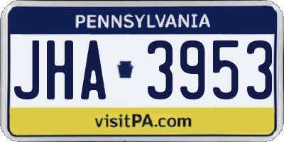 PA license plate JHA3953