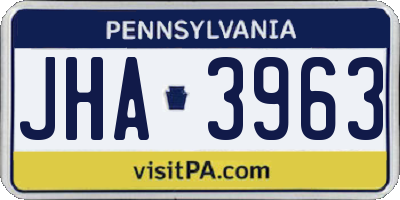 PA license plate JHA3963