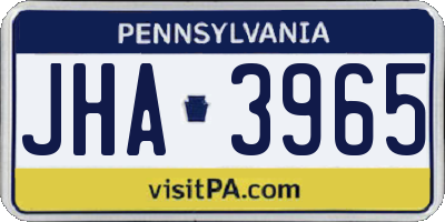 PA license plate JHA3965