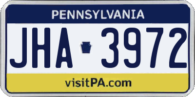 PA license plate JHA3972
