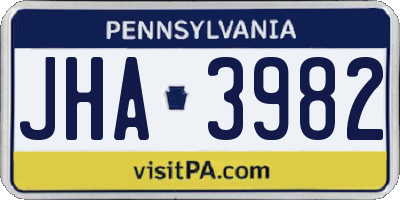 PA license plate JHA3982
