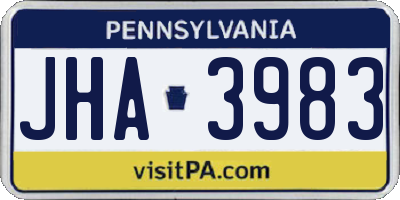 PA license plate JHA3983
