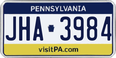 PA license plate JHA3984