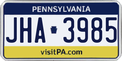 PA license plate JHA3985
