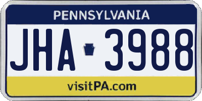 PA license plate JHA3988