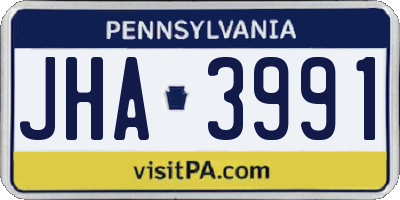PA license plate JHA3991