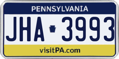 PA license plate JHA3993