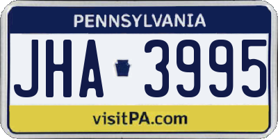 PA license plate JHA3995