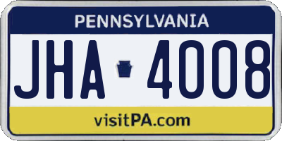 PA license plate JHA4008