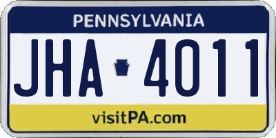 PA license plate JHA4011