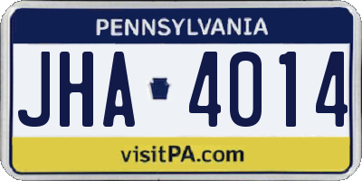 PA license plate JHA4014