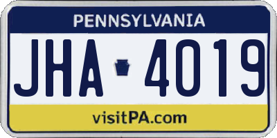 PA license plate JHA4019