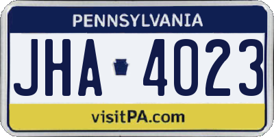 PA license plate JHA4023