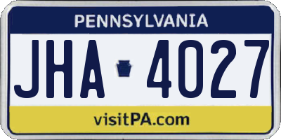 PA license plate JHA4027