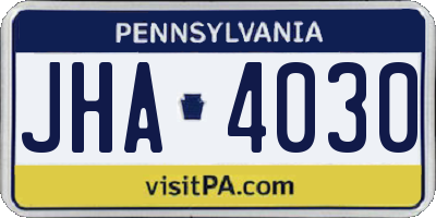 PA license plate JHA4030