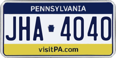 PA license plate JHA4040