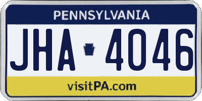 PA license plate JHA4046