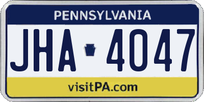 PA license plate JHA4047