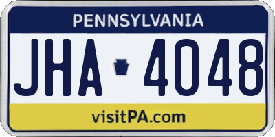 PA license plate JHA4048