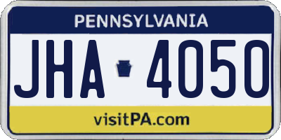 PA license plate JHA4050