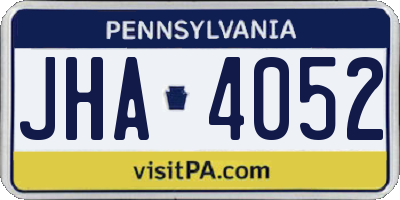 PA license plate JHA4052