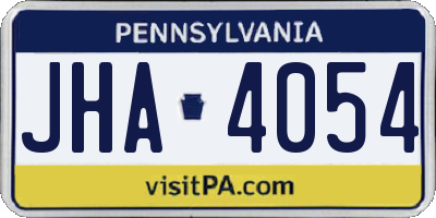 PA license plate JHA4054