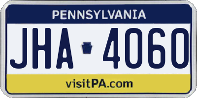 PA license plate JHA4060