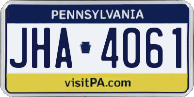PA license plate JHA4061