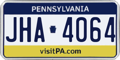 PA license plate JHA4064