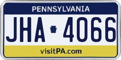 PA license plate JHA4066