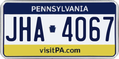 PA license plate JHA4067