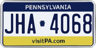 PA license plate JHA4068
