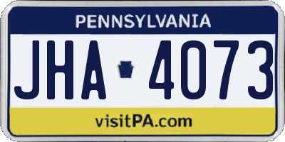 PA license plate JHA4073