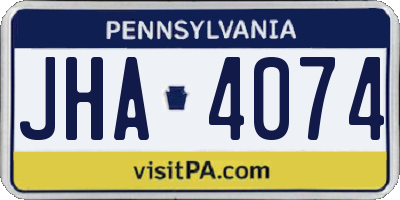 PA license plate JHA4074