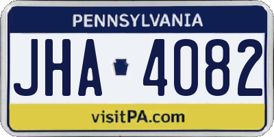 PA license plate JHA4082