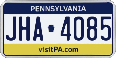 PA license plate JHA4085