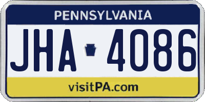 PA license plate JHA4086
